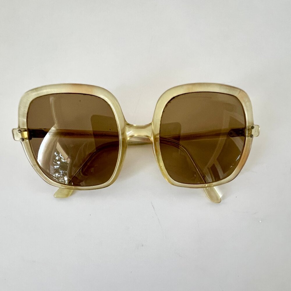 Oversized Vintage 1970's Sunglasses, Translucent, French, Square Shape #1022